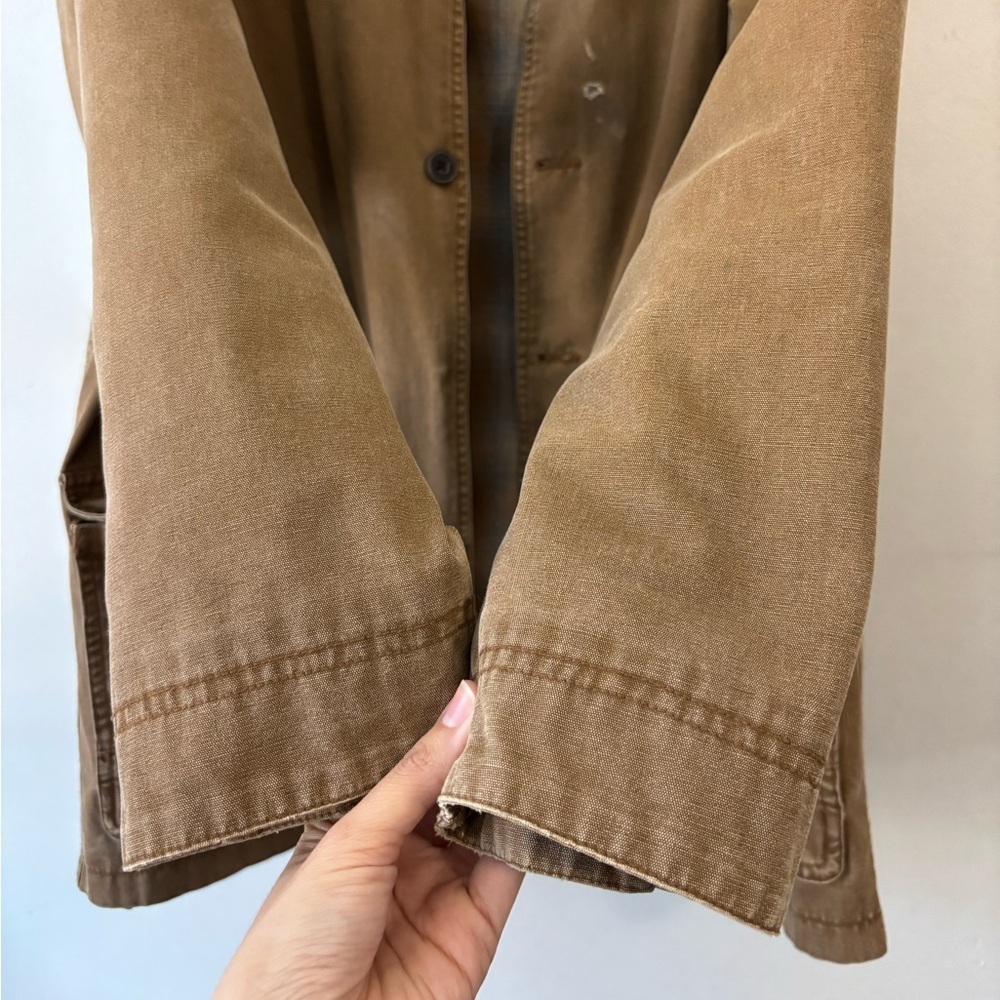 Vintage Men Barn Levis Distressed Tan Brown Jacket Corduroy Plaid Jacket Large - Picture 7 of 15